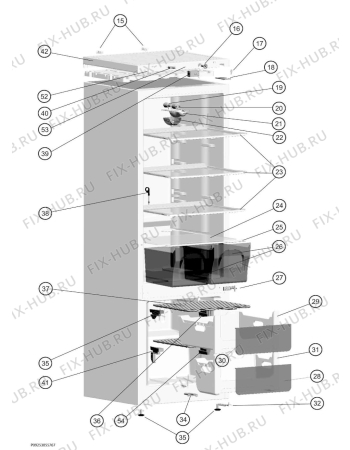 Взрыв-схема холодильника Zanussi ZRB25100WA - Схема узла Housing 001